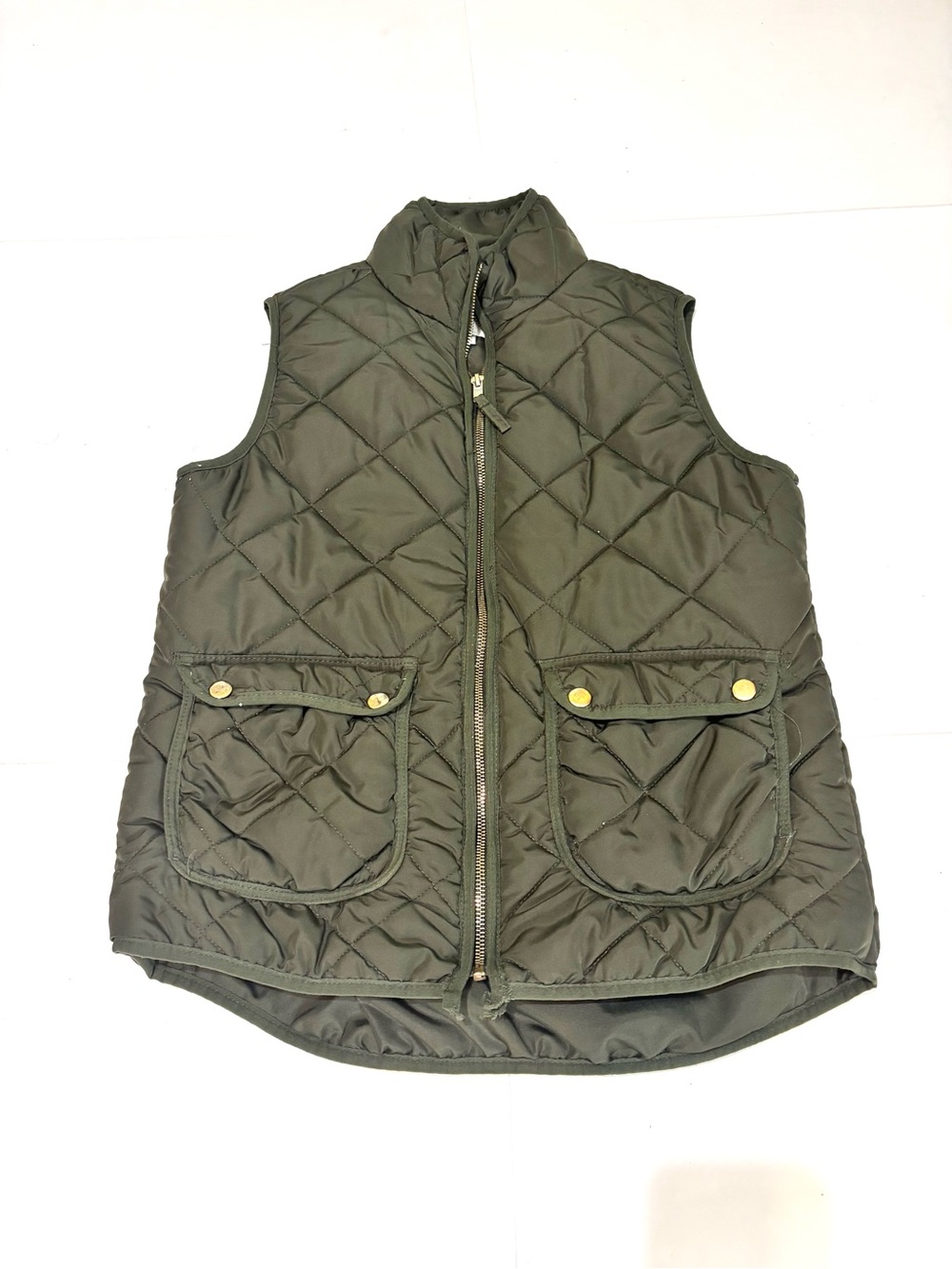 Thread & Supply Olive Green Quilted Vest with Gold Zipper Detail - Picture 3 of 10